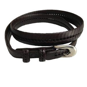 Mens Belt Sz 38 Leather ? 3 Snaps Removable Buckle 65113 Dark Brown